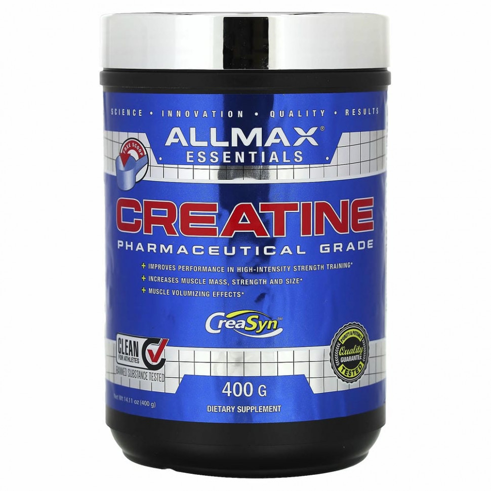 ALLMAX Nutrition, Порошок креатина, 100 % чистый тонкодисперсный моногидрат креатина, креатин фармацевтической категории, 400 г (14,11 унции) Оллмакс Нутришн AMX-12396