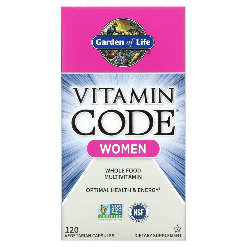 Garden of Life, Vitamin Code, мультивитамины из цельных продуктов для женщин, 120 вегетарианских капсул Гарден оф Лайф GOL-11366