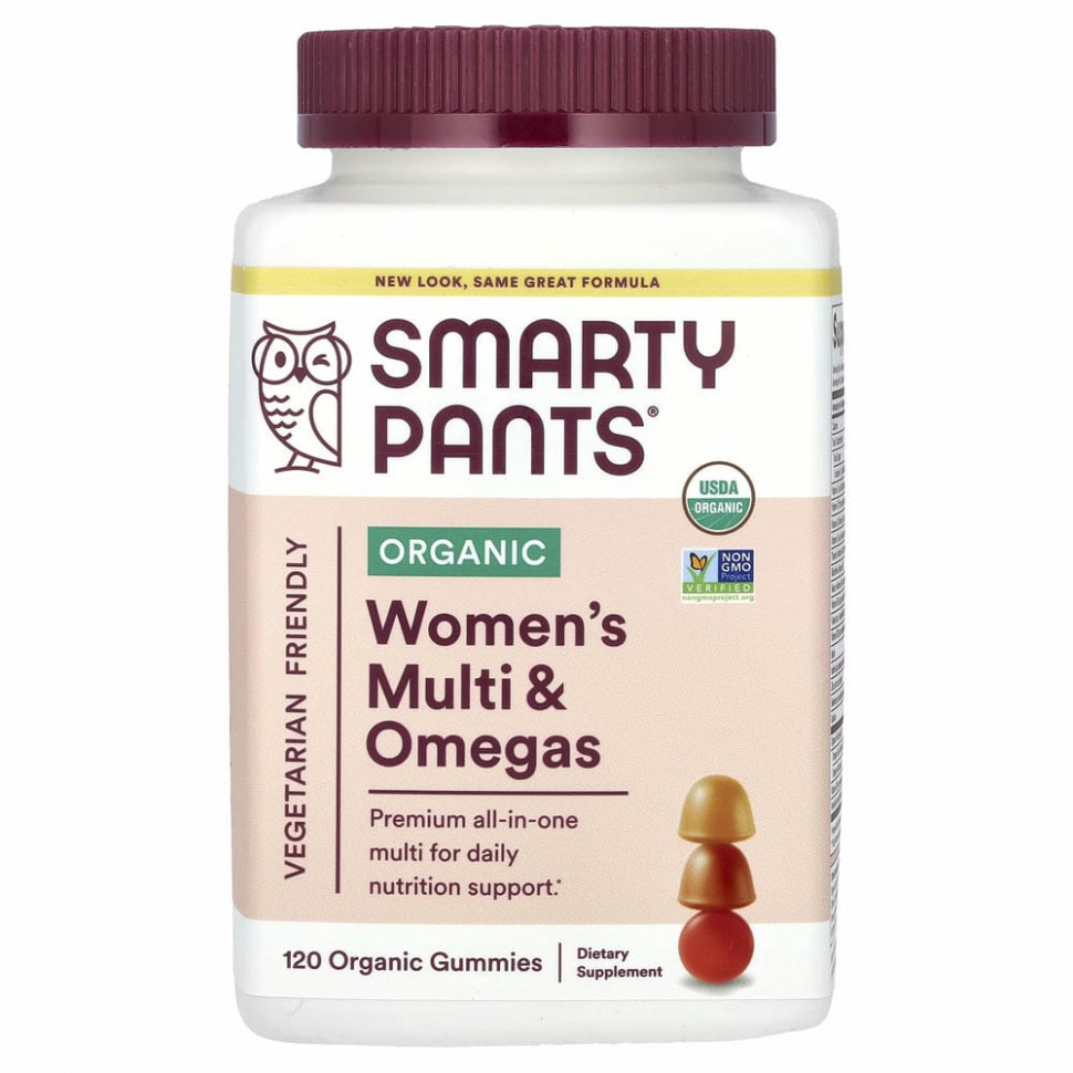 SmartyPants, Organics, Complete, комплекс для женщин, малина, лимон, лайм и виноград, 120 вегетарианских жевательных конфет СмартиПэнтс SMA-02081
