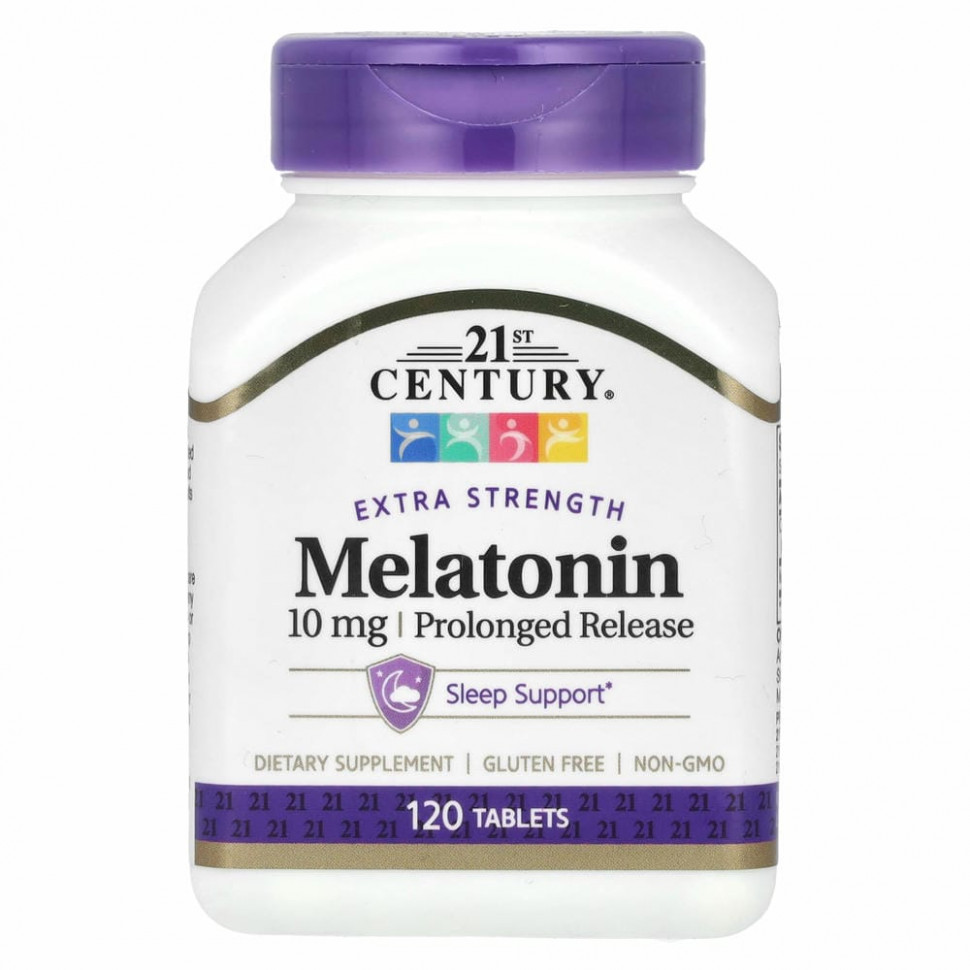 21st Century, Melatonin, Prolonged Release, 10 mg , 120 Tablets 21 Сенчури CEN-28028