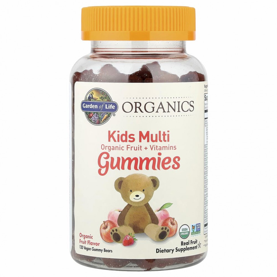 Garden of Life, MyKind Organics, Kids Multi, детские мультивитамины со вкусом органических фруктов, 120 веганских мармеладных мишек Гарден оф Лайф GOL-12027