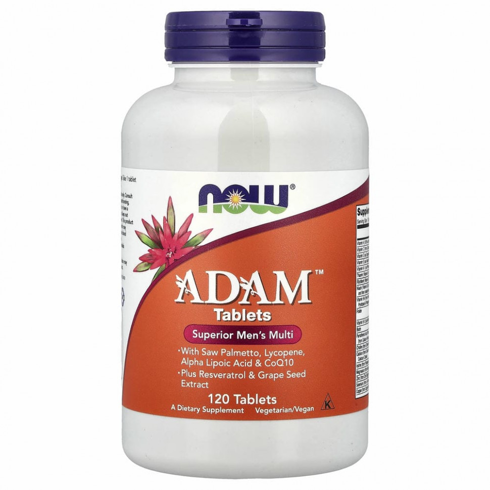 NOW Foods, Adam, лучшие мультивитамины для мужчин, 120 таблеток NOW-03876