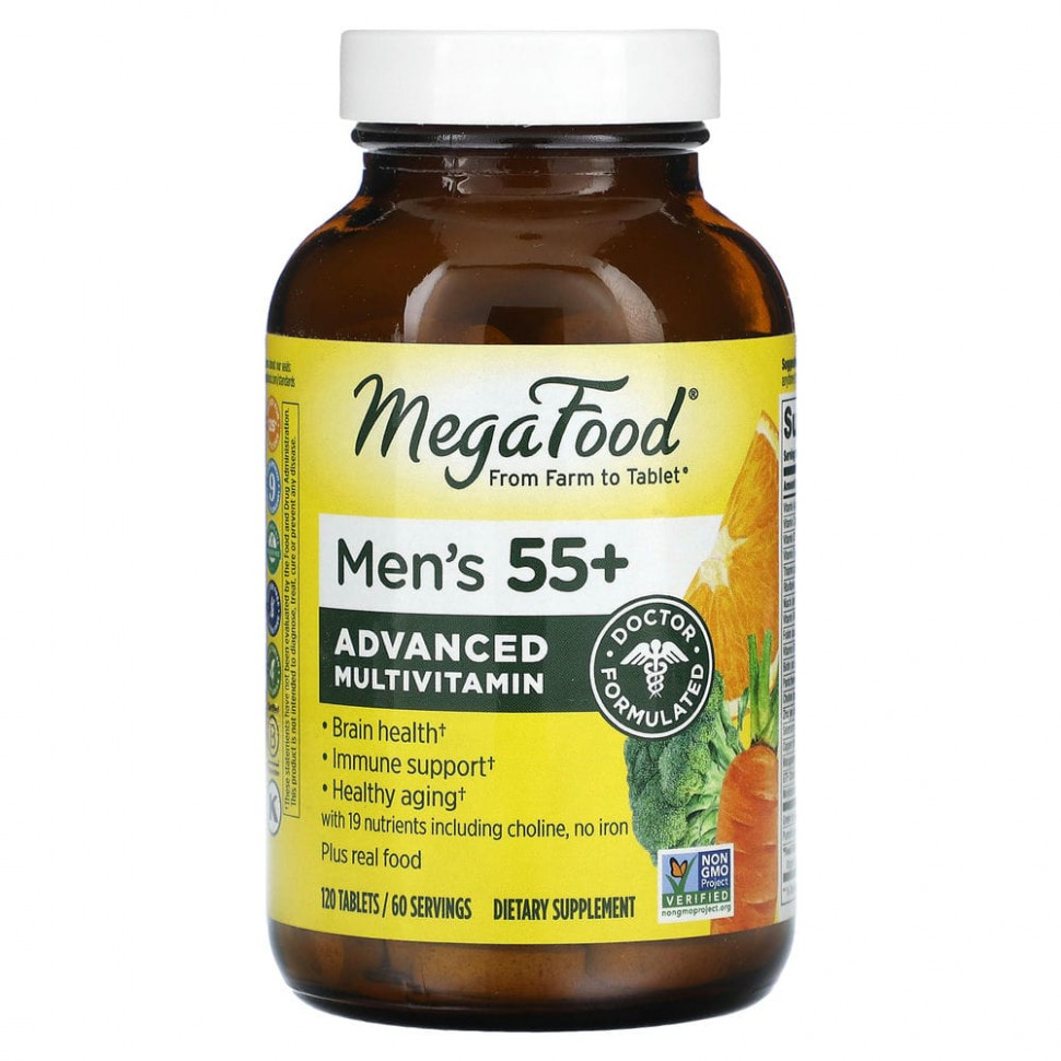 MegaFood, Multi for Men 55+, комплекс витаминов и микроэлементов для мужчин старше 55 лет, 120 таблеток Мегафудс MGF-10328