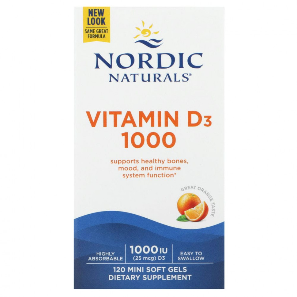 Nordic Naturals, Витамин D3, апельсин, 1000 МЕ, 120 штук Нордик Натуралс NOR-01600