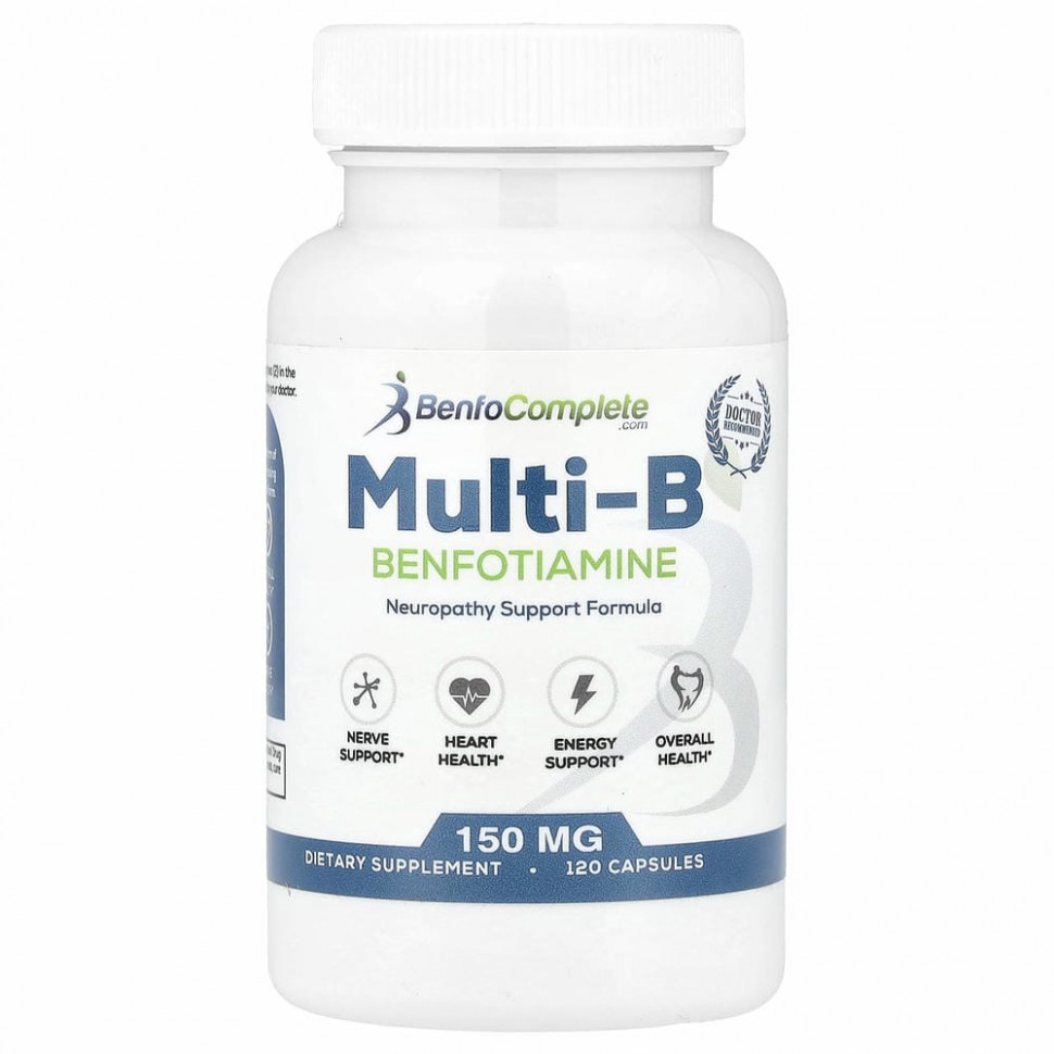 Benfotiamine Inc., Поддерживающая формула Multi-B при нейропатии, 150 мг, 120 капсул Бенфотиамин Инк BEN-86722