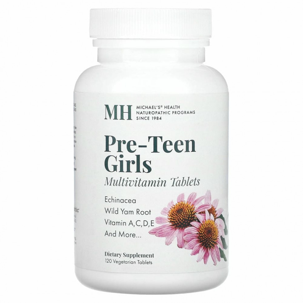 Michael's Naturopathic, Pre-Teen Girls, ежедневные поливитамины, 120 вегетарианских таблеток Майклс Нэчуропэтик MHN-04501