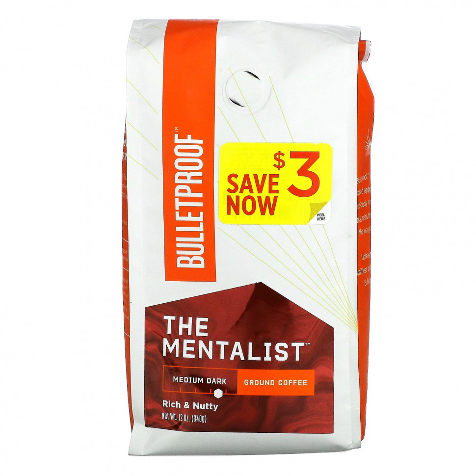 BulletProof, The Mentalist, кофе, молотый, средне-темная обжарка, 340 г (12 унций) BPF-02133