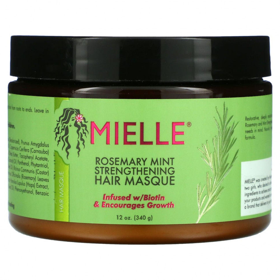 Mielle, Укрепляющая маска для волос, розмарин и мята, 340 г (12 унций) MIE-00676