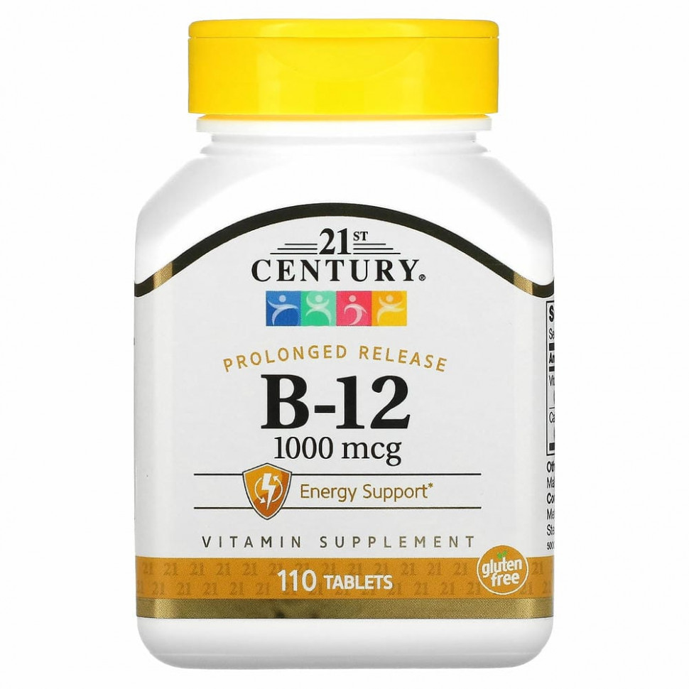 21st Century, B-12, замедленное высвобождение, 1000 мкг, 110 таблеток 21 Сенчури CEN-21104