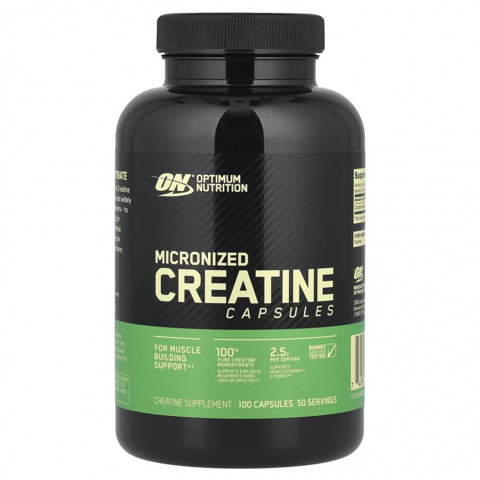 Optimum Nutrition, Микронизированные капсулы с креатином, 100 капсул Оптимум Нутришэн OPN-02133