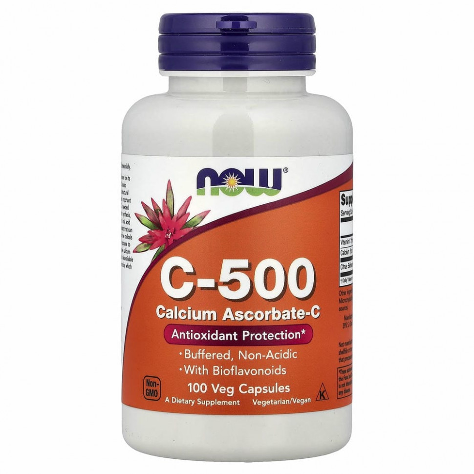 NOW Foods, C-500, аскорбат кальция-C, 100 капсул NOW-00676