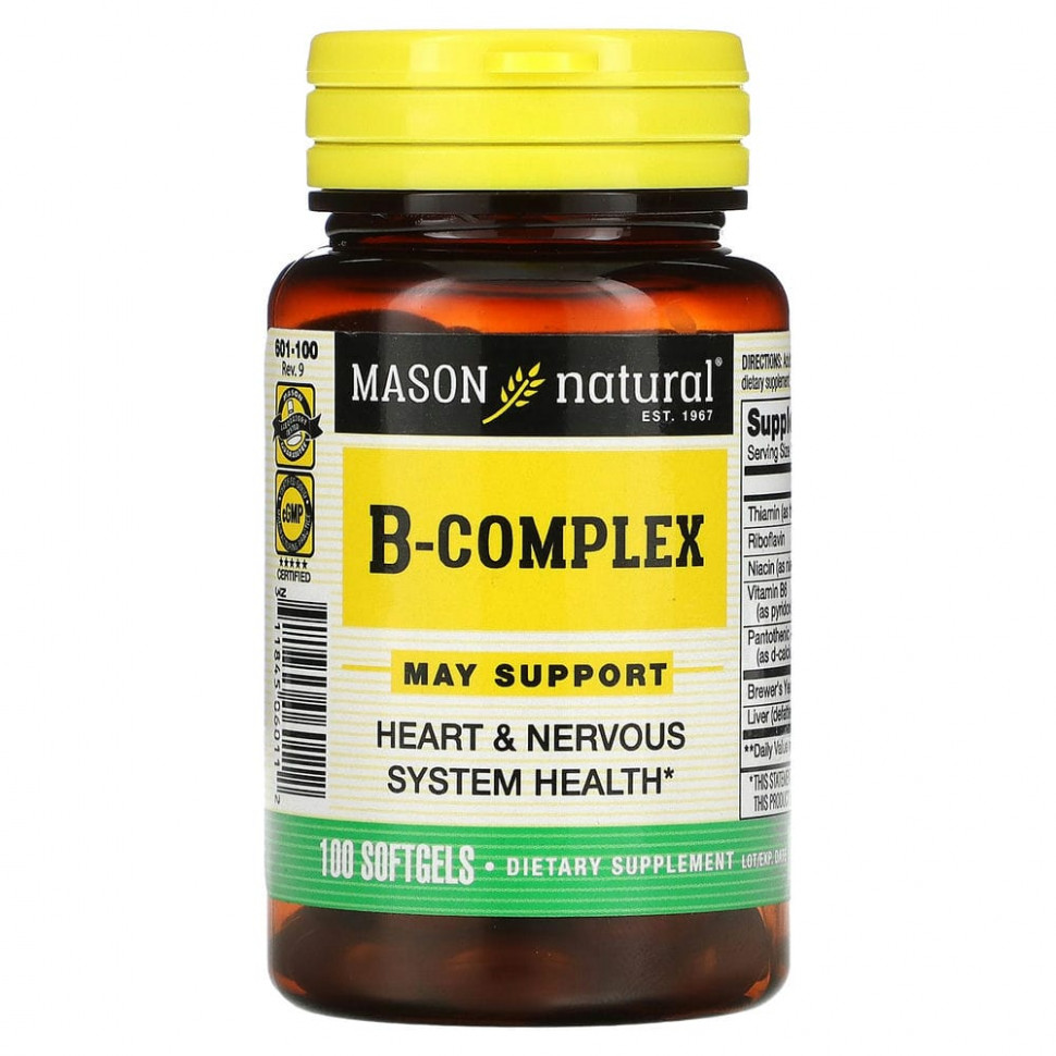 Mason Natural, комплекс витаминов группы В, 100 капсул Масон Натуралс MAV-06011