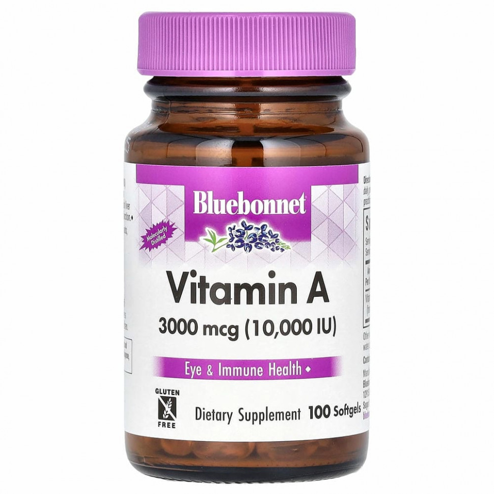 Bluebonnet Nutrition, витамин A, 3000 мкг, 100 капсул Блубоннэт Нутришен BLB-00298
