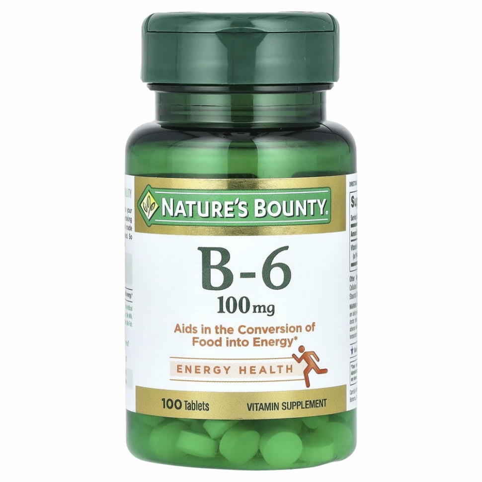 Nature's Bounty, Витамин B-6, 100 мг, 100 таблеток Натурес Баунти NRT-00650