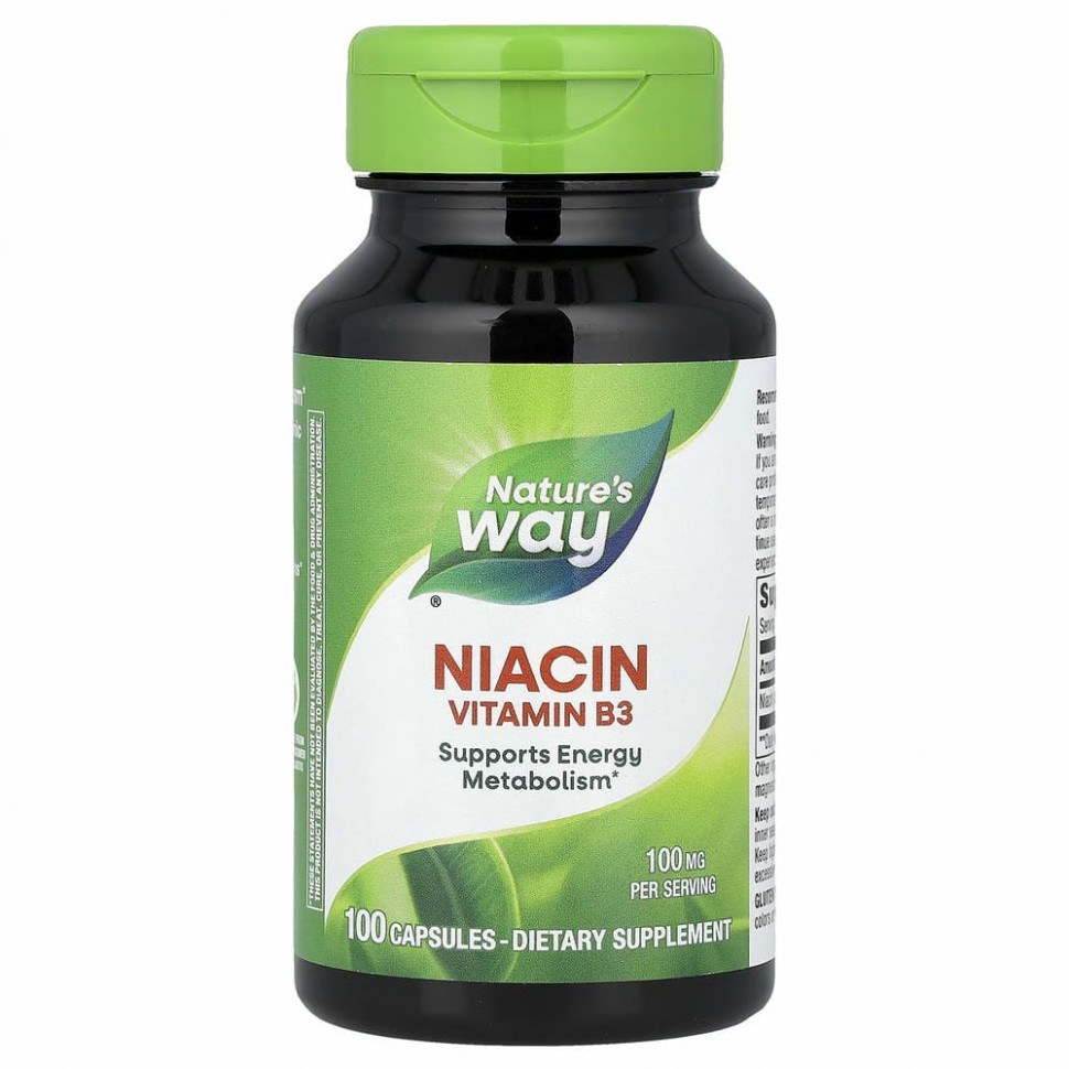 Nature's Way, ниацин (витамин В3), 100 мг, 100 капсул Натурес Вэй NWY-40470