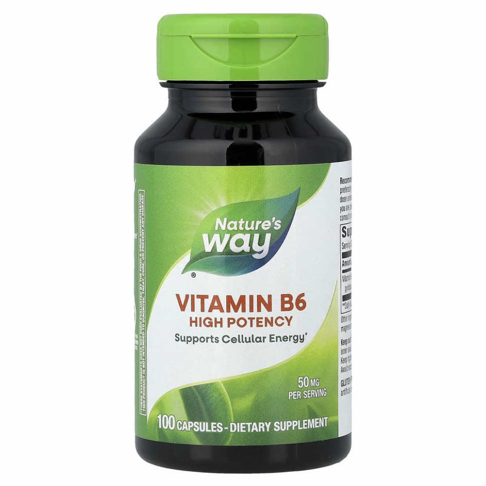 Nature's Way, витамин B-6, 50 мг, 100 капсул Натурес Вэй NWY-40431