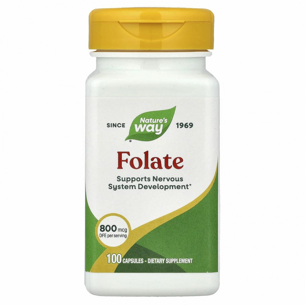 Nature's Way, Folate , 800 mcg, 100 Capsules Натурес Вэй NWY-40451