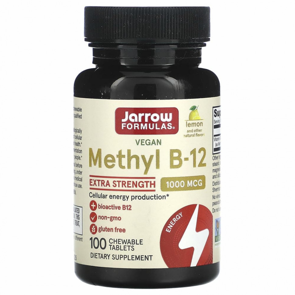 Jarrow Formulas, метил B12, лимон, 1000 мкг, 100 жевательных пастилок джэрроу формулас JRW-18001
