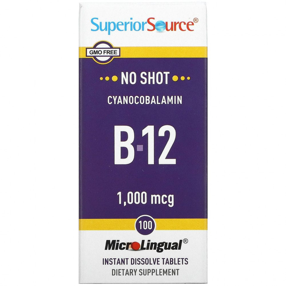 Superior Source, цианокобаламин B12, 1000 мкг, 100 таблеток Супер Сорс SPS-90030