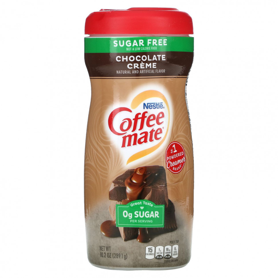 Coffee Mate, сухие сливки для кофе, без сахара, со вкусом шоколадного крема, 289,1 г (10,2 унции) Кофе Мэйт CFE-45817