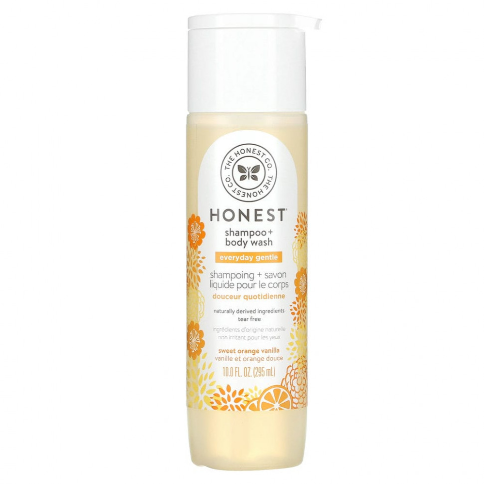 The Honest Company, Нежный шампунь на каждый день + гель для душа, сладкий апельсин и ваниль, 295 мл (10,0 жидк. Унции) THC-01217