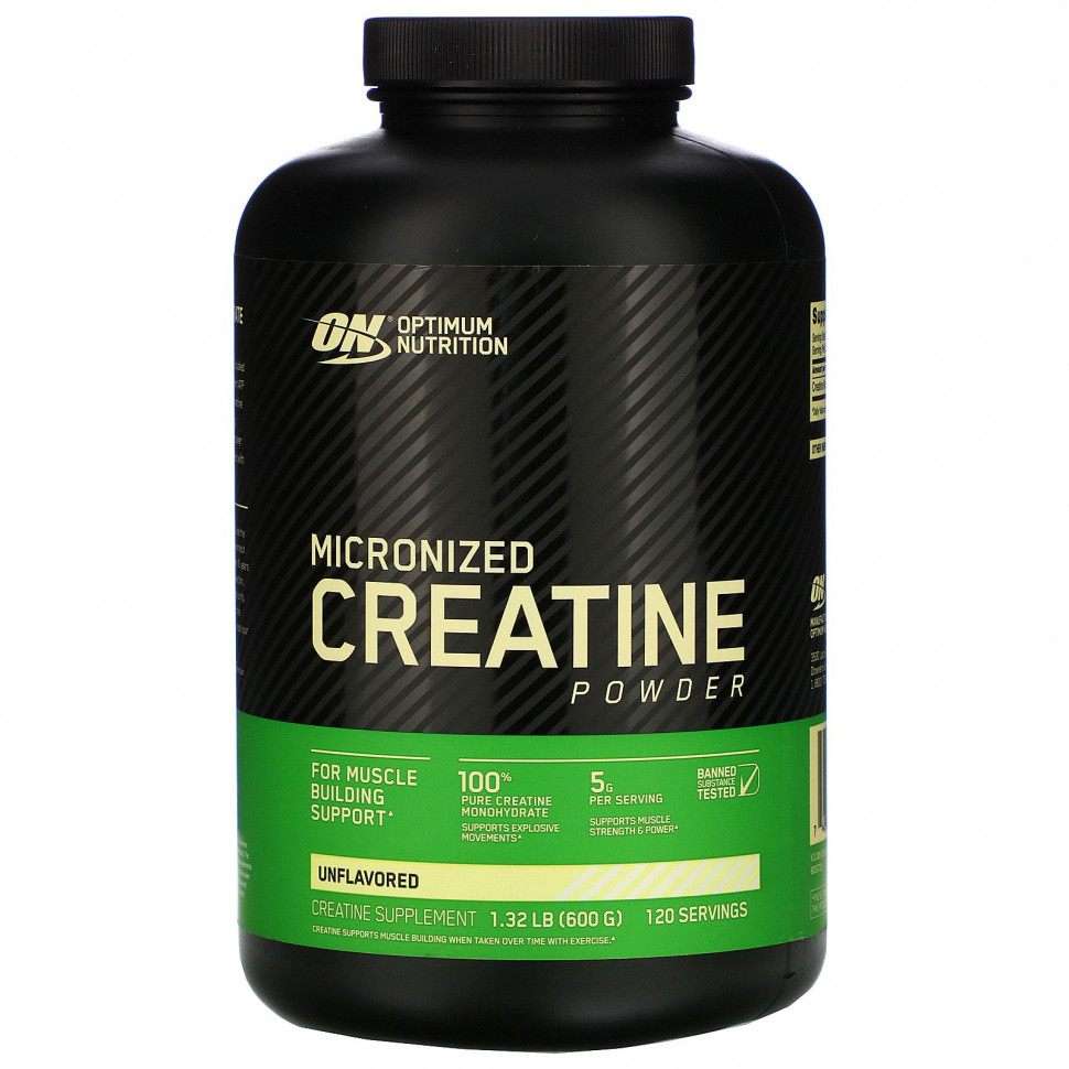 Optimum Nutrition, Тонкодисперсный порошок креатина, без вкуса, 1,32 фунта (600 г) Оптимум Нутришэн OPN-02385