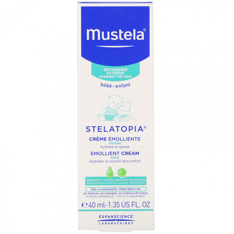 Mustela, Baby, смягчающий крем для лица Stelatopia, 40 мл (1,35 жидк. Унции) MTL-03156