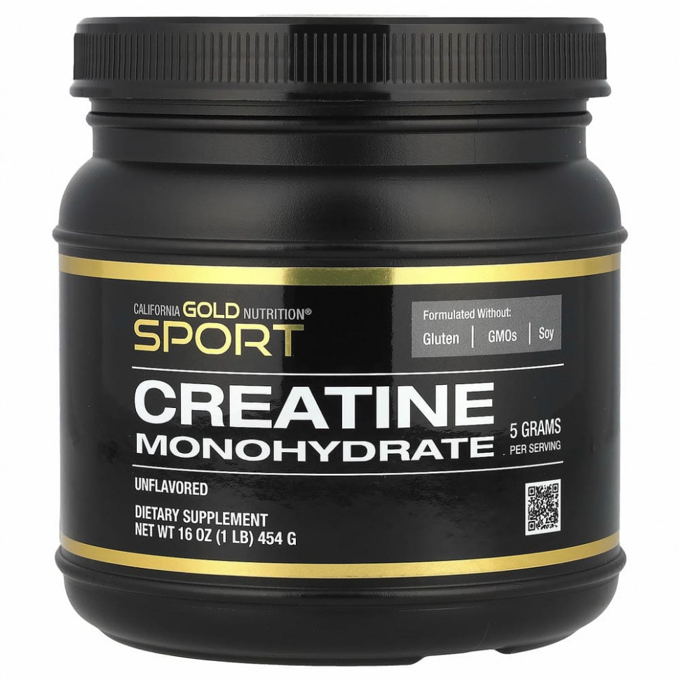 California Gold Nutrition, Creatine Powder, микронизированный моногидрат креатина, Creapure, без запаха, 16 унций (454 г) CGN-01059