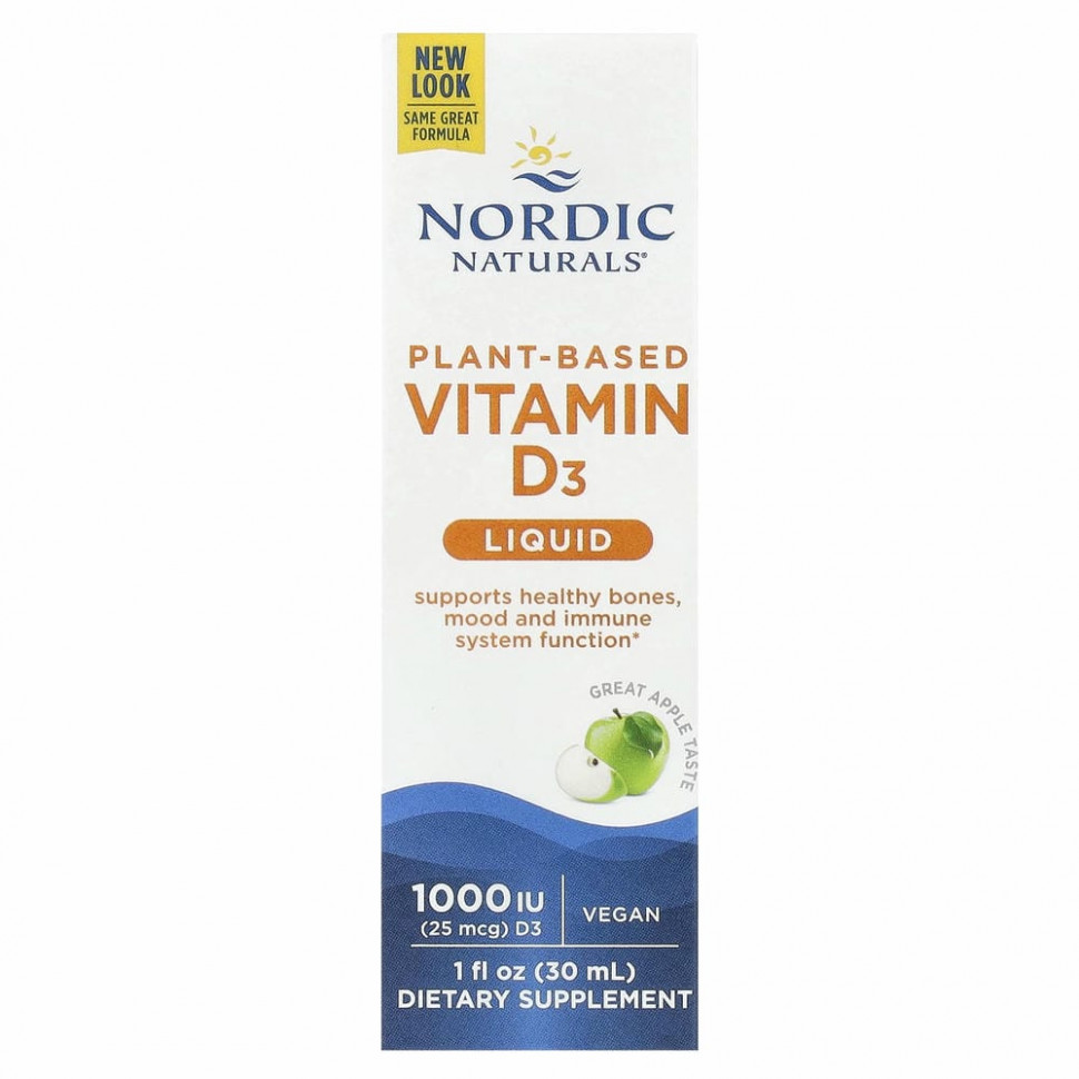 Nordic Naturals, жидкий растительный витамин D3, 1000 МЕ, 30 мл (1 жидк. унция) Нордик Натуралс NOR-01680