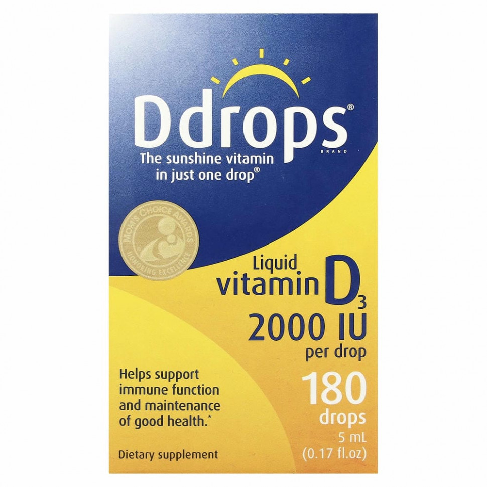Ddrops, Жидкий витамин D3, 2000 МЕ, 5 мл (0,17 жидкой унции) Ддробс DDP-00009