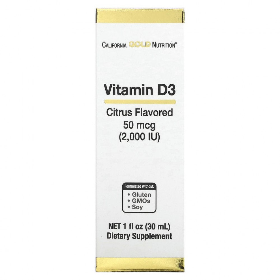 California Gold Nutrition, витамин D3 (цитрус), 2000 МЕ, 30 мл (1 жидк. унция) CGN-02114