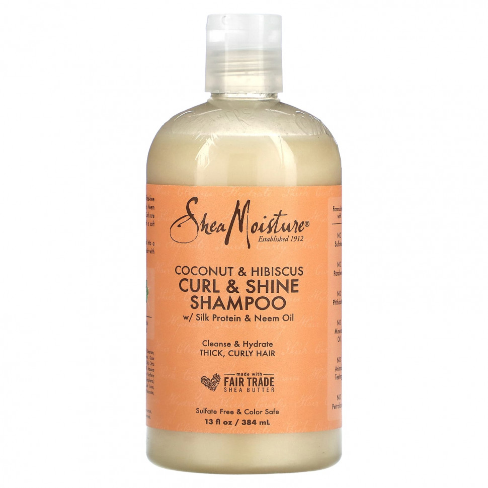 SheaMoisture, Curl & Shine, шампунь, кокос и гибискус, 384 мл (13 жидк. Унций) SMT-29020
