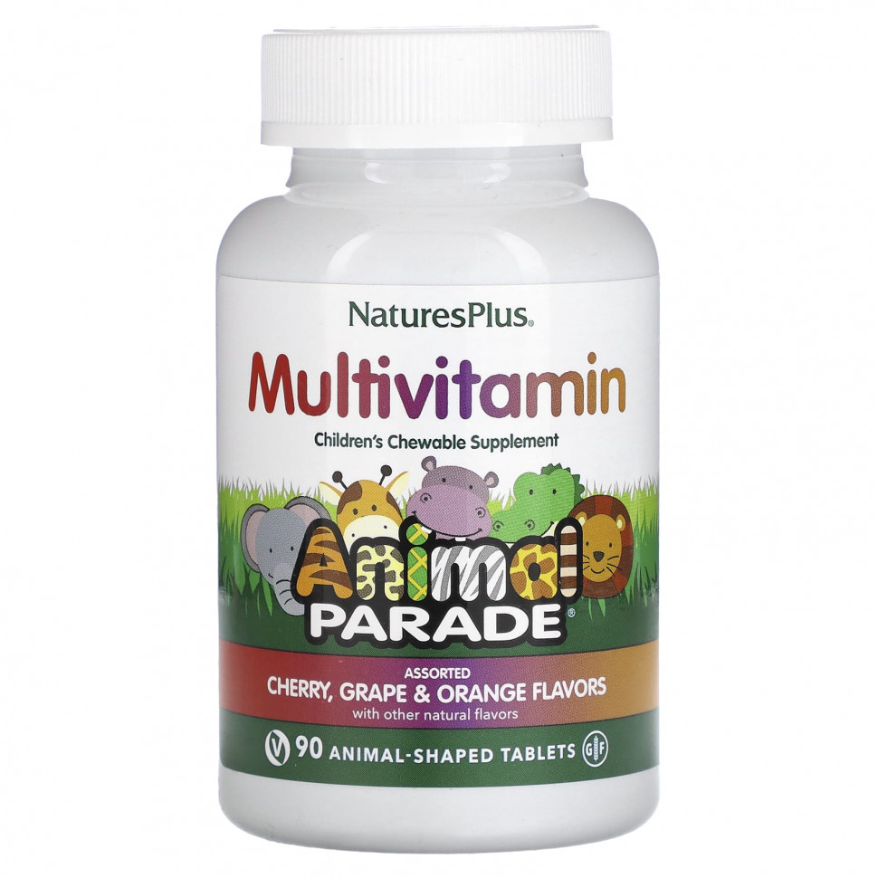 NaturesPlus, Animal Parade, детские жевательные мультивитамины, ассорти, 90 таблеток в форме животных NAP-29980