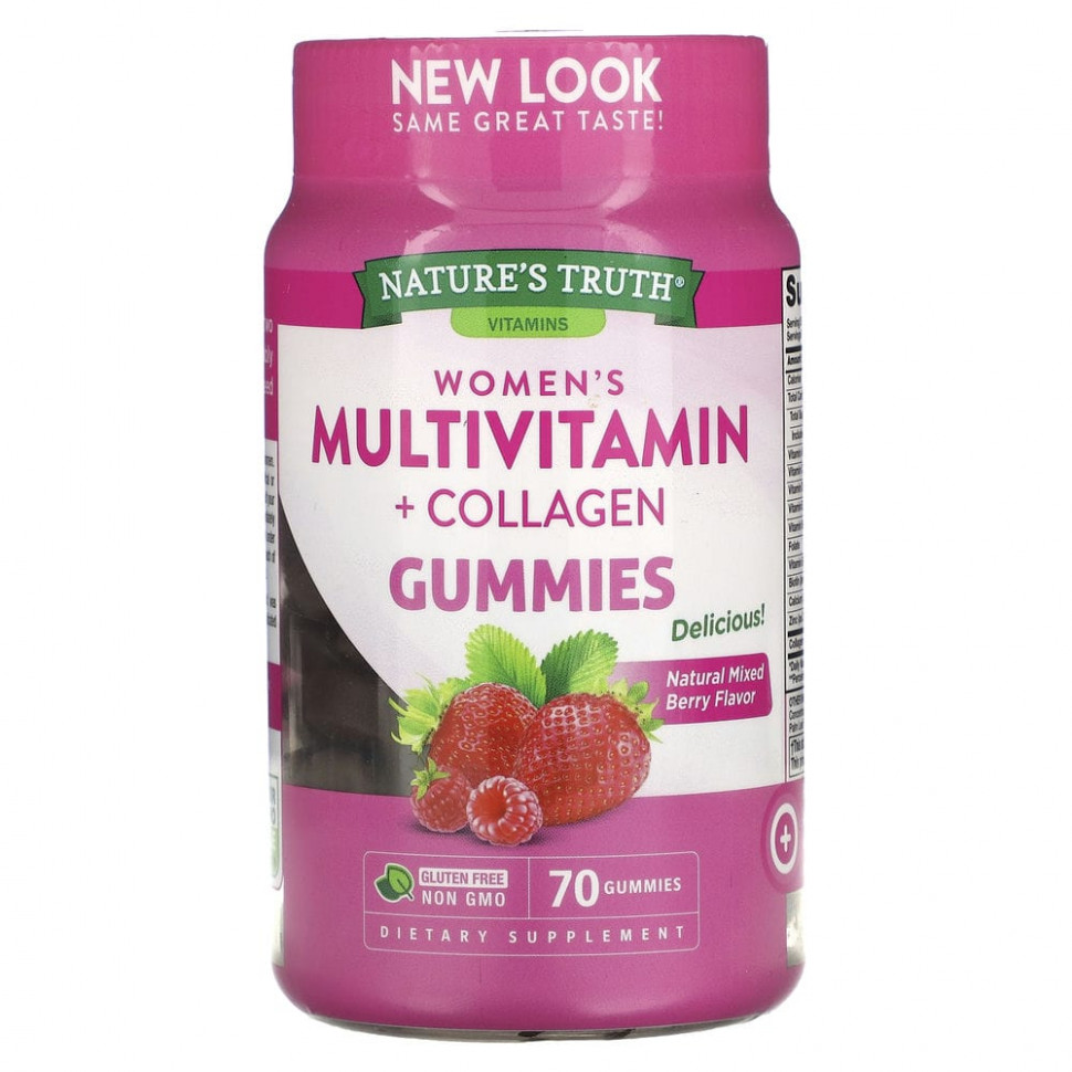 Nature's Truth, Multivitmain + Collagen для женщин, натуральная ягодная смесь, 70 жевательных таблеток Нэйчерс Трус NTH-11370