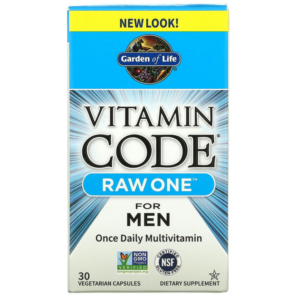 Garden of Life, Vitamin Code, Raw One для мужчин, мультивитамины для приема один раз в день, 30 вегетарианских капсул Гарден оф Лайф GOL-11449