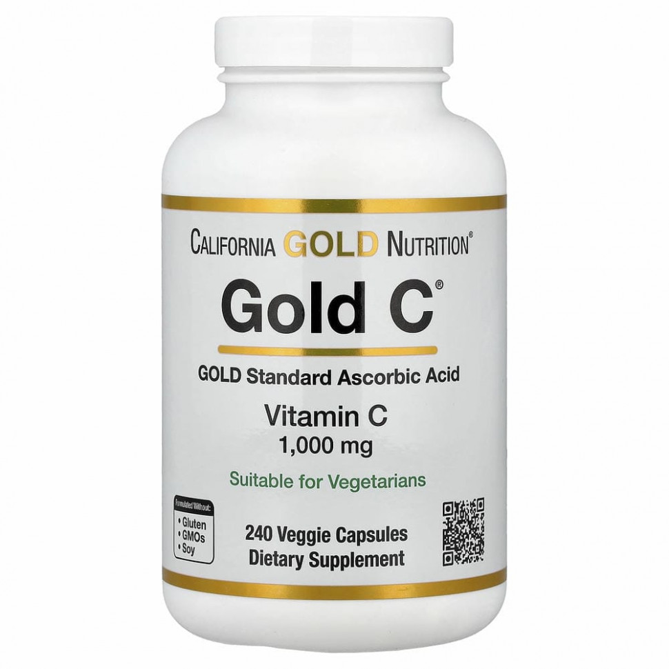 California Gold Nutrition, Gold C, витамин C, 1000 мг, 240 вегетарианских капсул CGN-00932