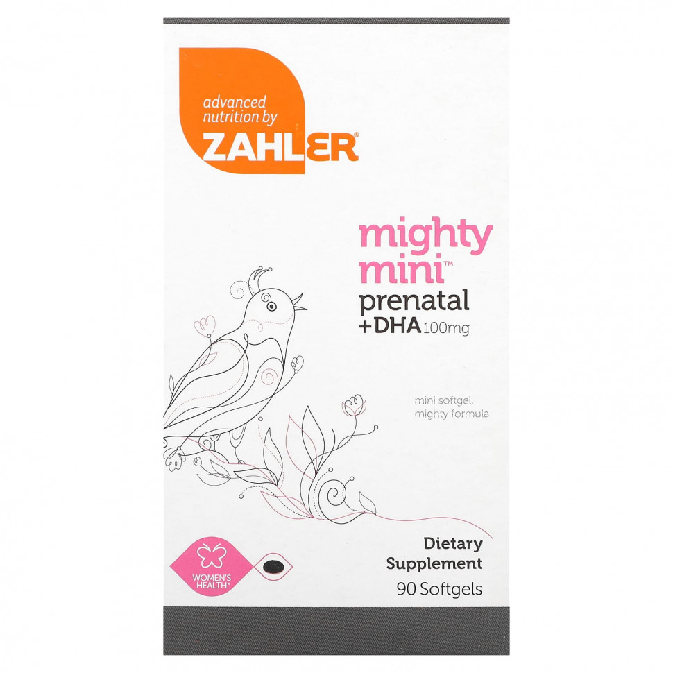 Zahler, Mighty Mini Prenatal + DHA, 100 мг, 90 мягких таблеток ZAH-08190