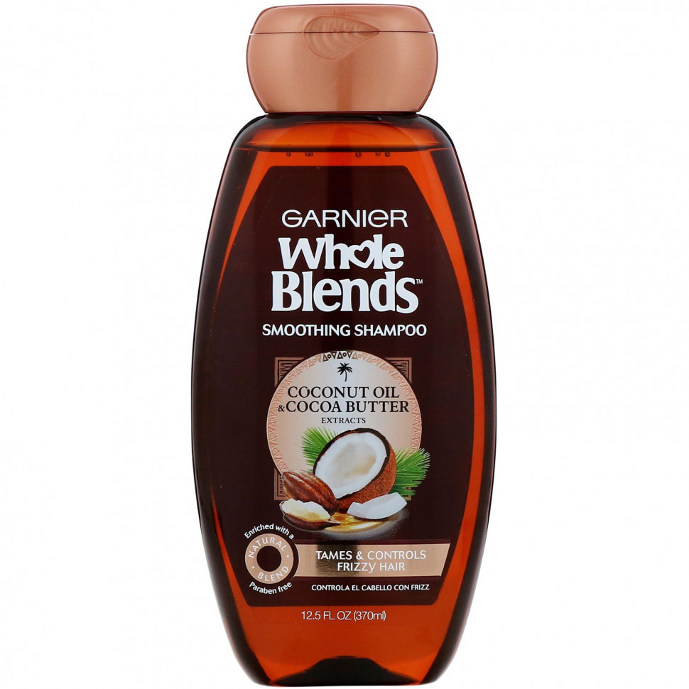 Garnier, Разглаживающий шампунь Whole Blends, «Масла кокоса и какао», 370 мл GNR-45938