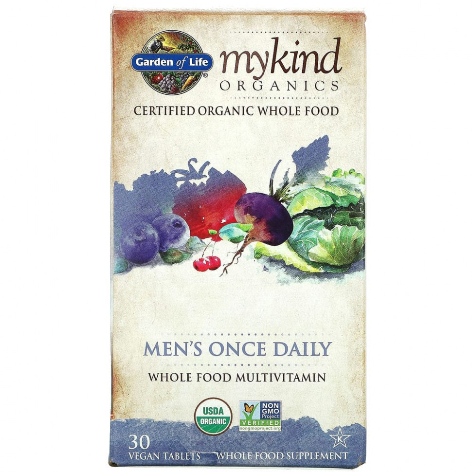 Garden of Life, MyKind Organics, для мужчин, 1 раз в день, 30 веганских таблеток Гарден оф Лайф GOL-11766