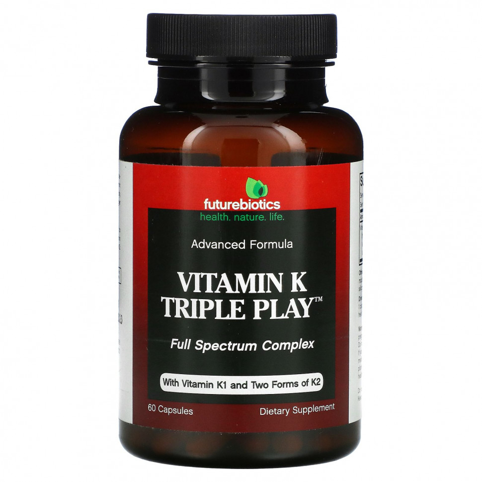 FutureBiotics, Triple Play, витамин К, 60 капсул Фьючербайотикс FBS-00636