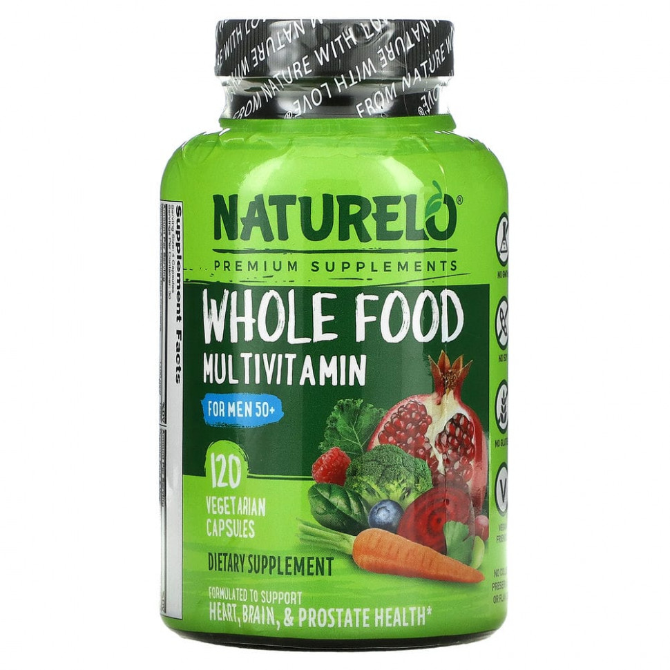 NATURELO, мультивитамины из цельных продуктов для мужчин старше 50 лет, 120 вегетарианских капсул NAU-62842