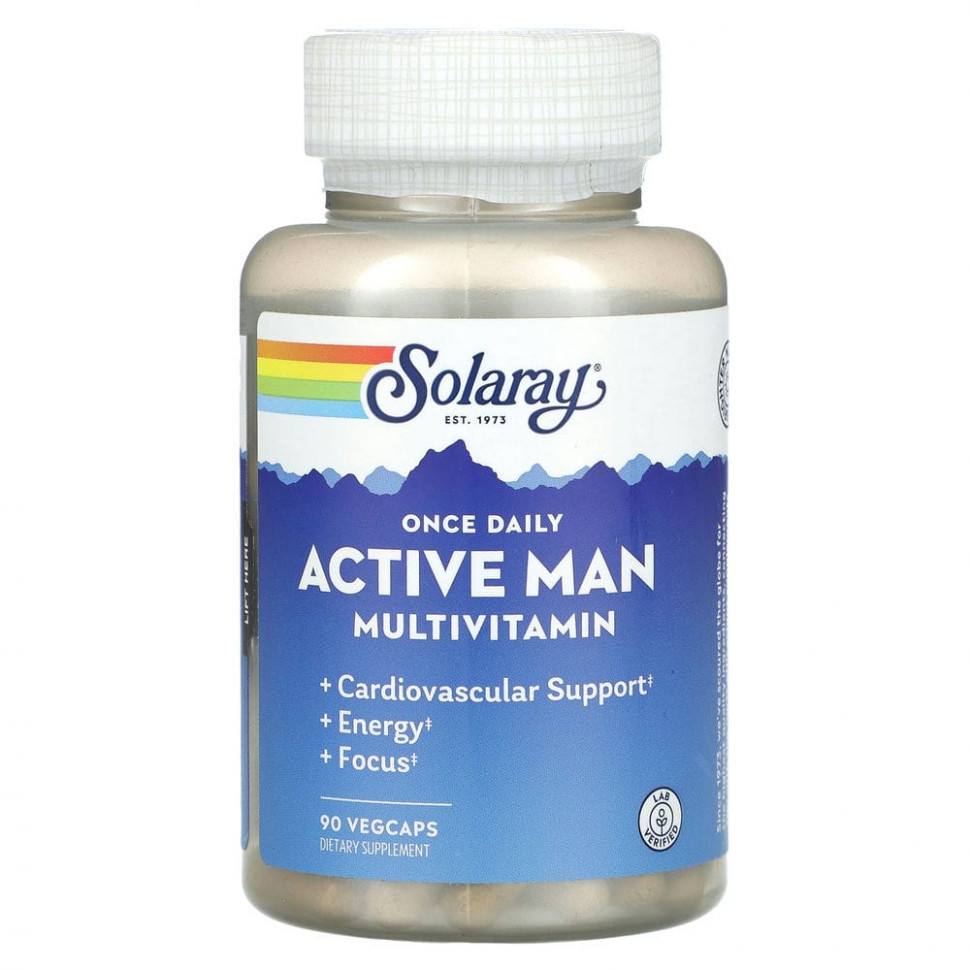 Solaray, Мультивитамины для мужчин Once Daily Active, 90 растительных капсул Соларай SOR-20055