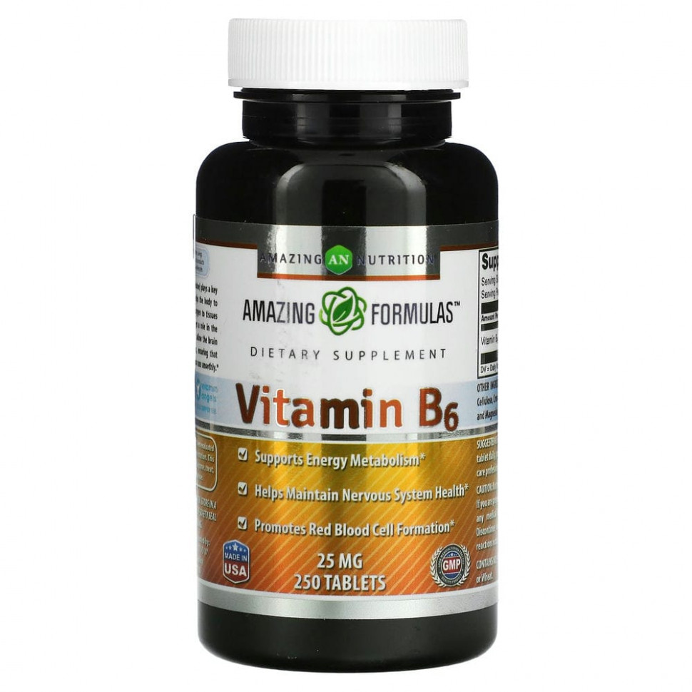 Amazing Nutrition, Витамин B6, 25 мг, 250 таблеток AMN-02359