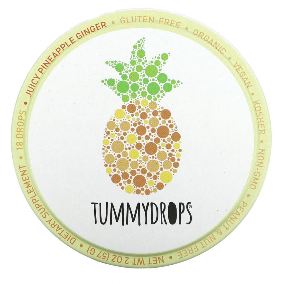 Tummydrops, Сочные капли с ананасом и имбирем, 18 капель, 57 г (2 унции) TUM-00354