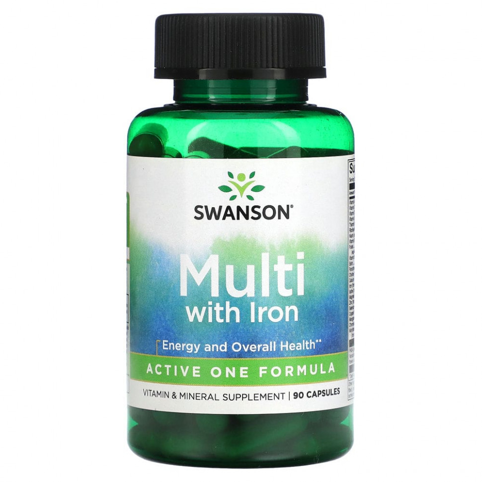 Swanson, Мультивитамины с железом, 90 капсул SWV-01833