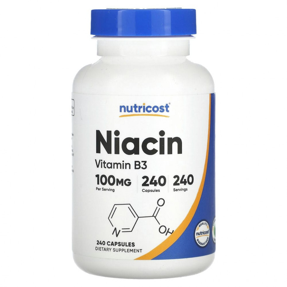 Nutricost, Ниацин, 100 мг, 240 капсул NCS-67221