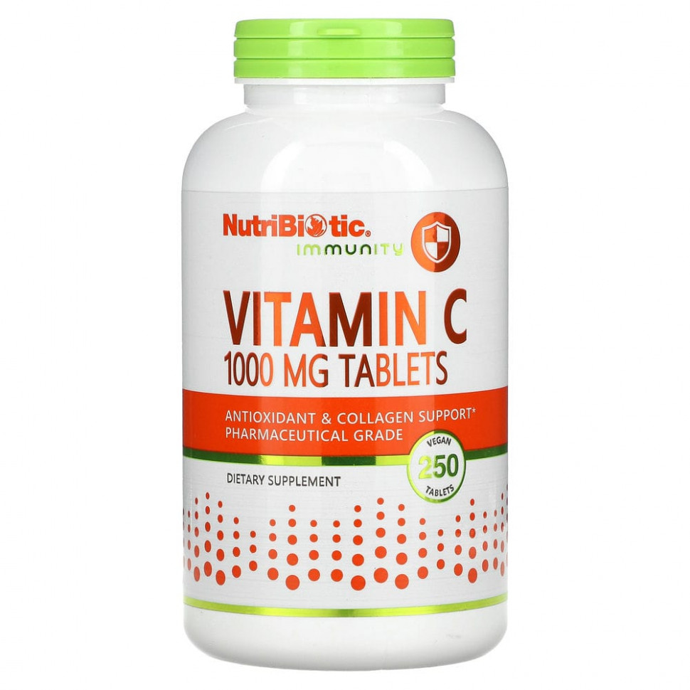 NutriBiotic, Immunity, витамин C, 1000 мг, 250 веганских таблеток НутриБиотик NBC-00281
