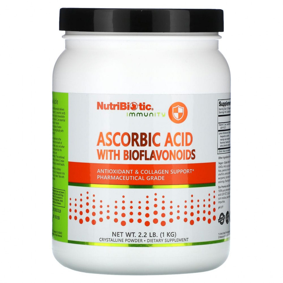 NutriBiotic, Immunity, аскорбиновая кислота с биофлавоноидами, 1 кг (2,2 фунта) НутриБиотик NBC-00302