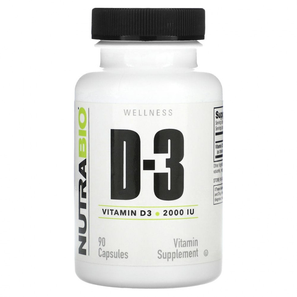 Nutrabio Labs, Витамин D-3, 2000 МЕ, 90 капсул НутраБио Лабс NRB-51435