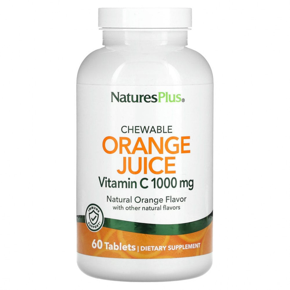 NaturesPlus, Жевательный апельсиновый сок с витамином C, апельсин, 1000 мг, 60 таблеток Натурес Плюс NAP-02468